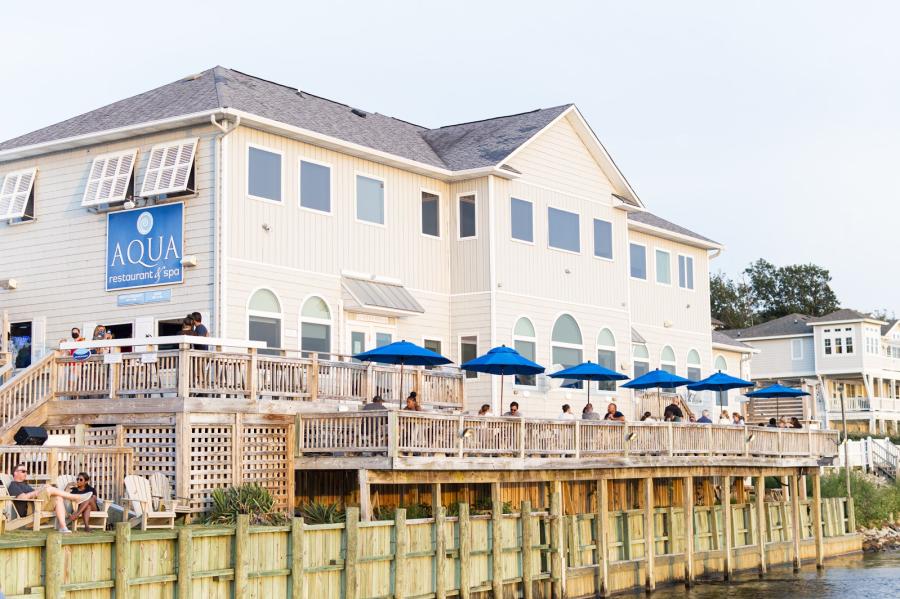 Exterior of AQUA Restaurant & Spa in Duck, NC