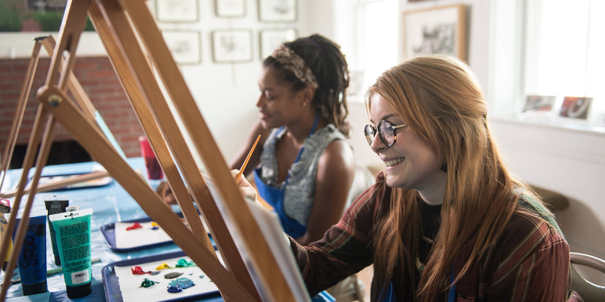 Ladies Painting At Nickel Plate Arts In Hamilton County, IN