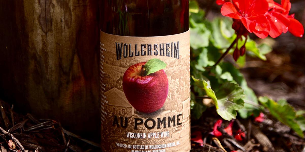 A bottle of Wollersheim Au Pomme wine