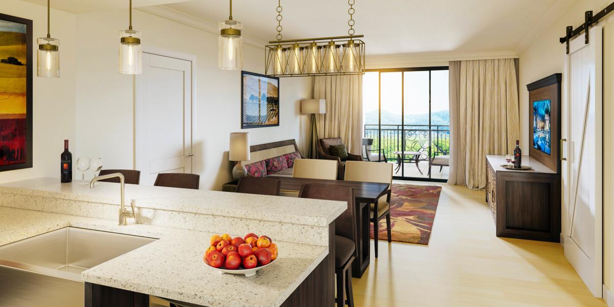 Vista Collina Kitchen Suite offers guests a full-sized kitchen during their stay in Napa Valley.