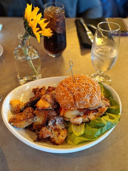 photo of a shrimp burger from repertoire in florence ky