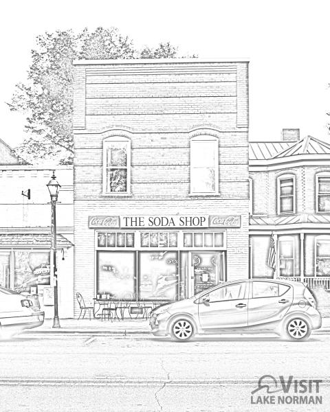 Soda Shop Coloring Page