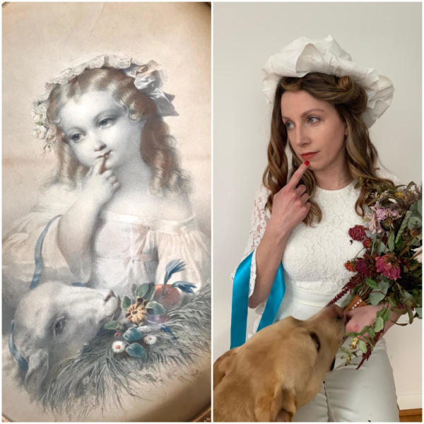 Cayuga Museum Quarantine Challenge - featuring Girl and Lamb, Artist Unknown (Dyckman Collection) / Kirsten Wise Gosch and “Lamb”