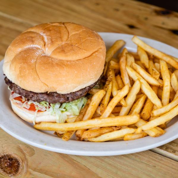 Burger from Live Oak Grill