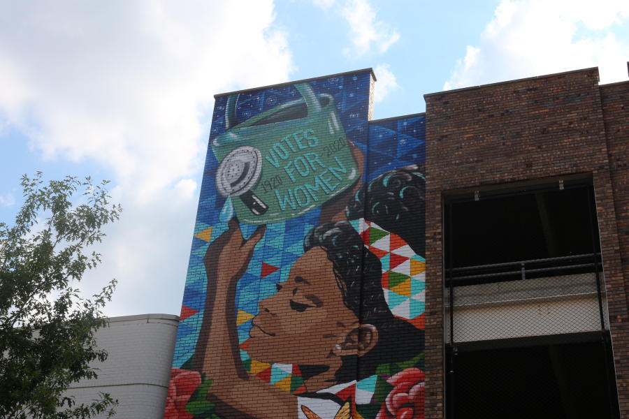 This mural celebrating the 19th Amendment can be found on Washington Street in downtown Huntsville.