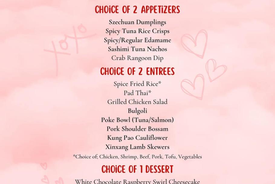 Valentine's Day Pre-fix Menu