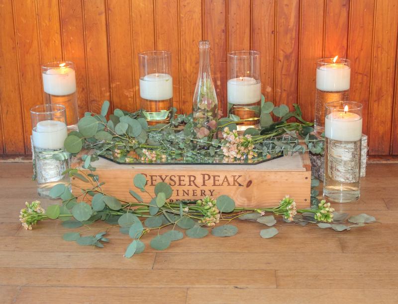 Candles and wine crate