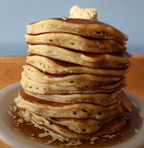 A stack of fluffly, sweet Kerbey Lane pancakes.