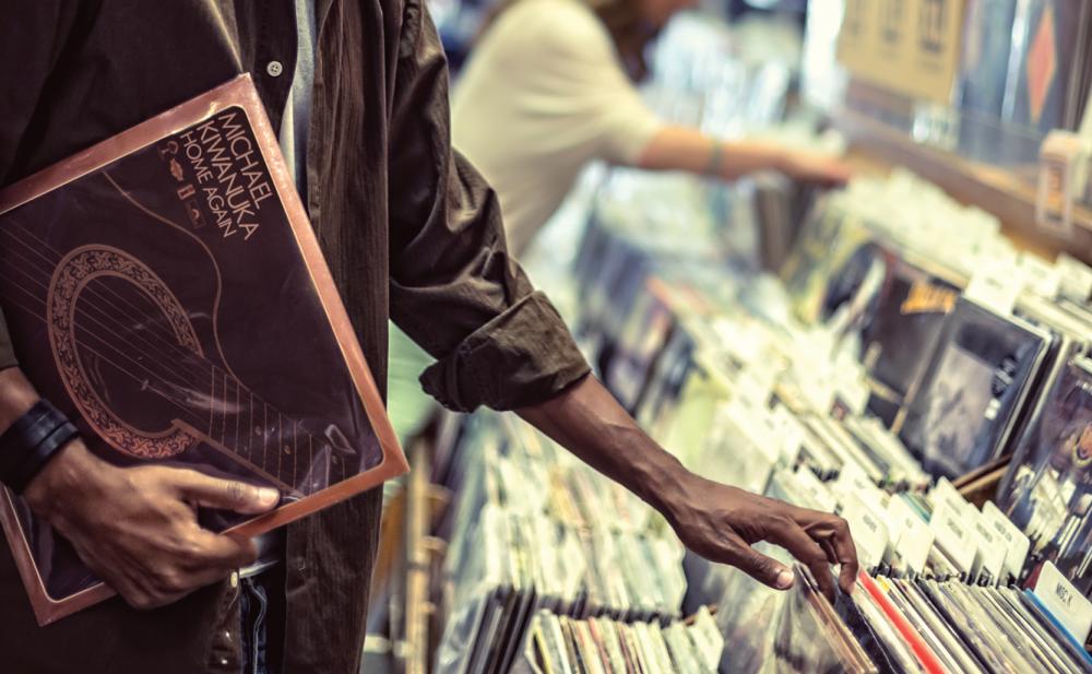 Man shopping at Waterloo Records