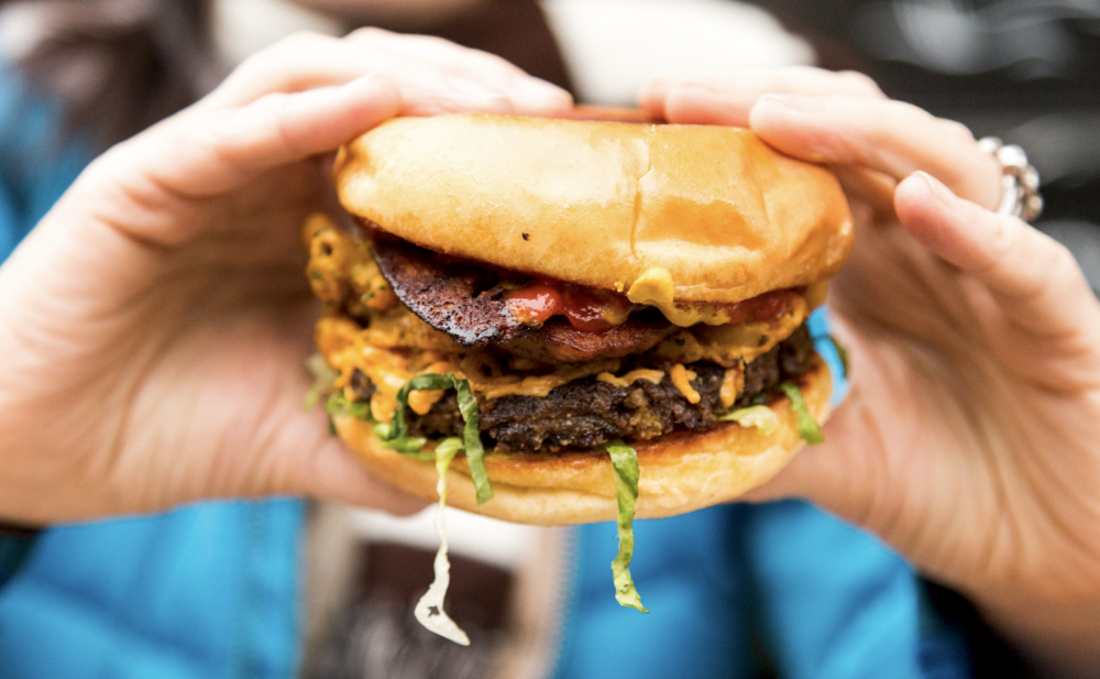 Vegan Bacon Cheezeburger from Arlos food truck in Austin