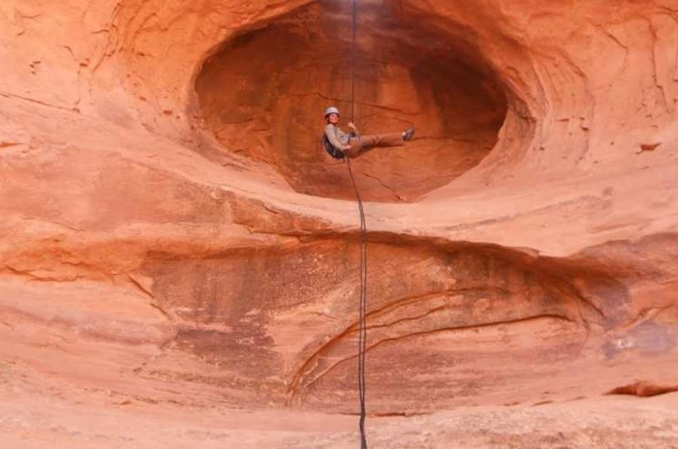 Repelling while Canyoneering