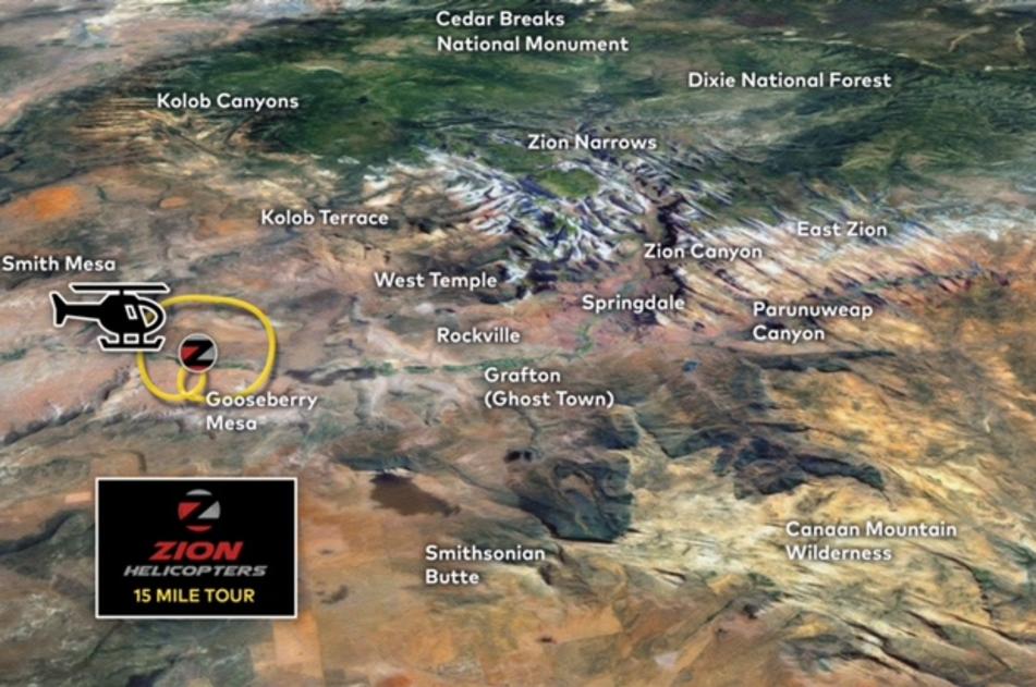 ZHelicopters 15 mile flight route