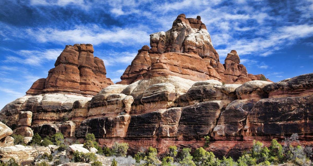 Layered rock formations in Canyonlands