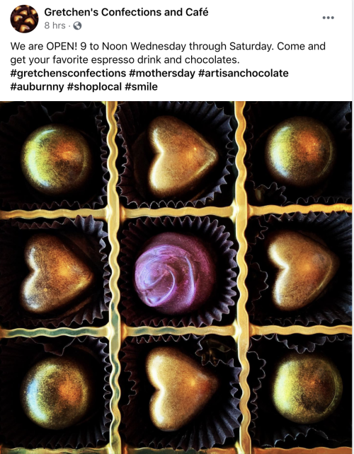 Gretchens Confections and Cafe - Mother's Day Offering