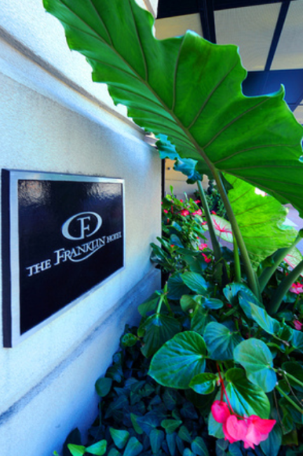 The Franklin Hotel Front Sign and Flower Box