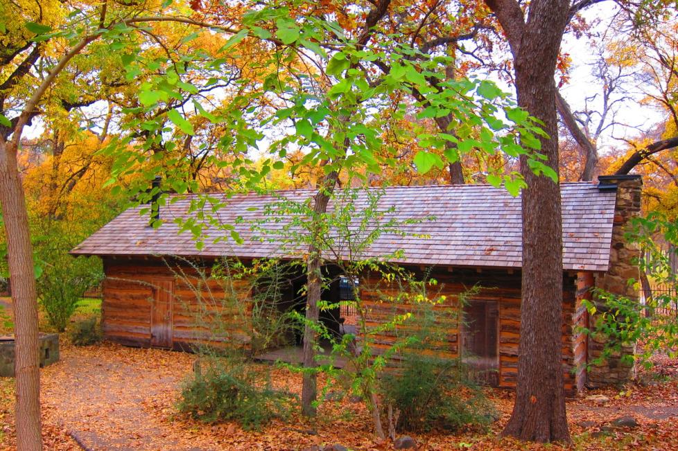 Parker Cabin at Log Cabin Village in the fall