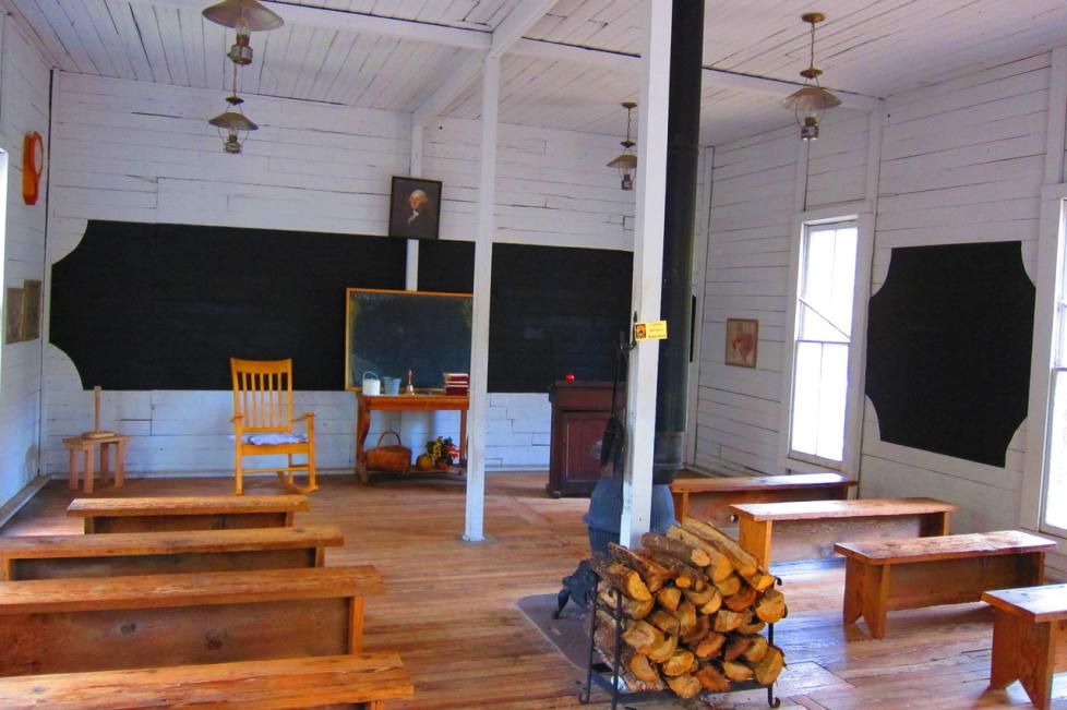 Interior of Marine Schoolhouse at Log Cabin Village