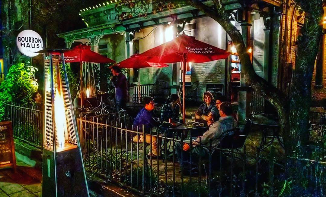 Bourbon Haus 1841 at night