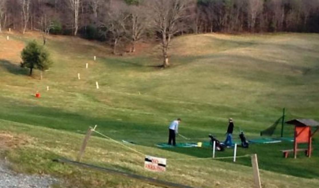 golf shoes at driving range