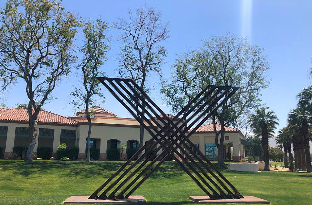 Sculpture outside of Cathedral City Library