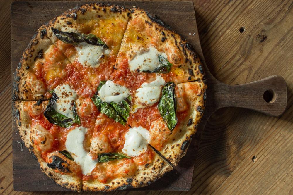 Wood fired margherita pizza from Backspace