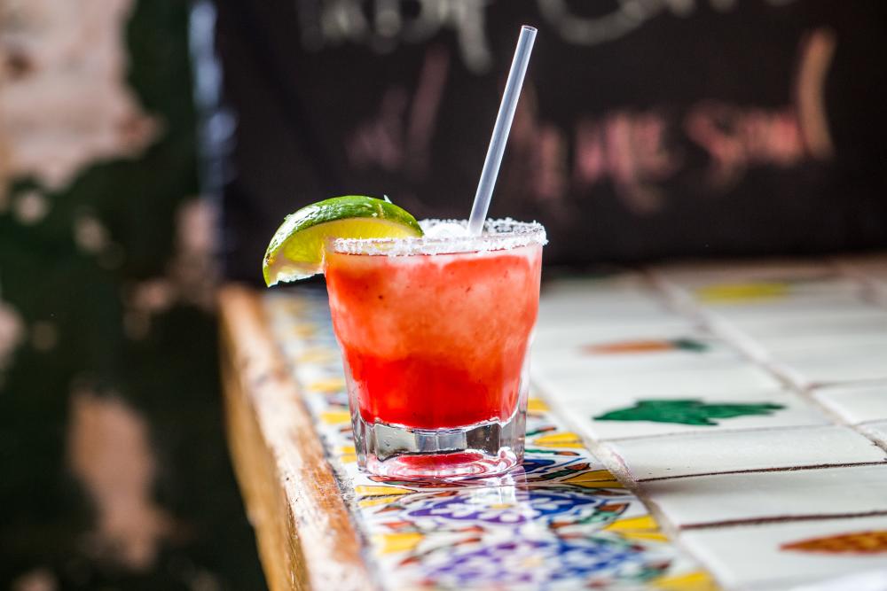 Strawberry Frozen Margarita from Gueros in Austin Texas