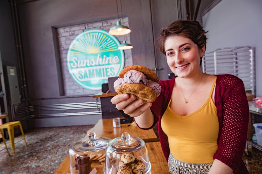 Enjoy a handmade ice cream sandwich at Sunshine Sammies in Asheville, NC