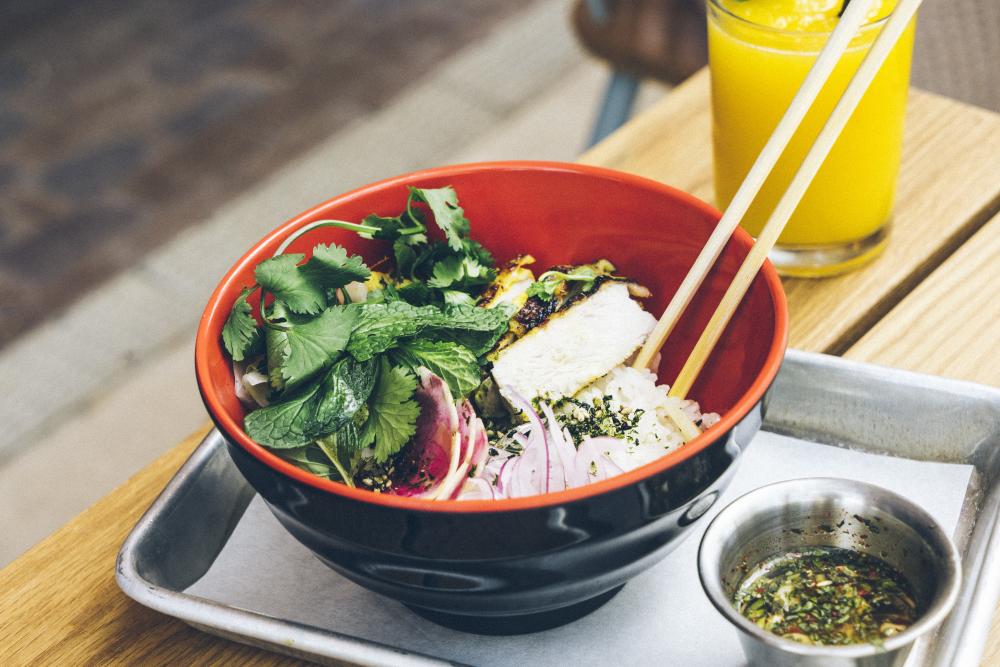 Grilled Malaysian Chicken Rice Bowl from Loro in Austin Texas