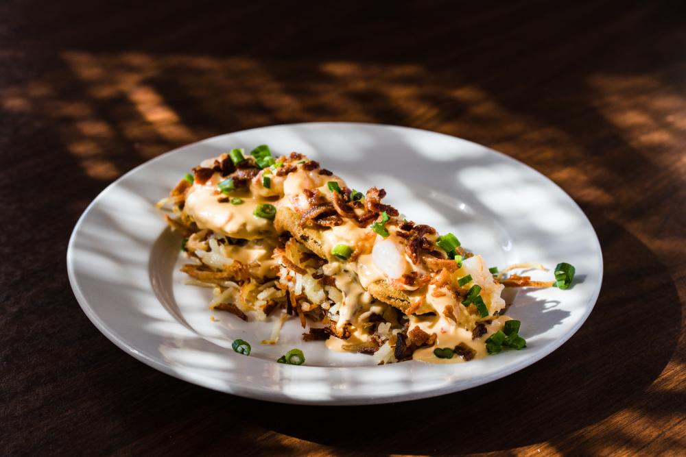 Café Strudel Lexington's Lowcountry Hashbrowns with Pimento Cheese