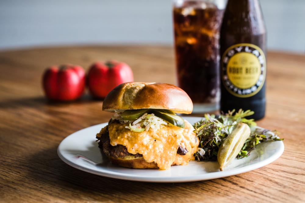 Spotted Salamander's Pulled Brisket Sandwich with Pimento Cheese