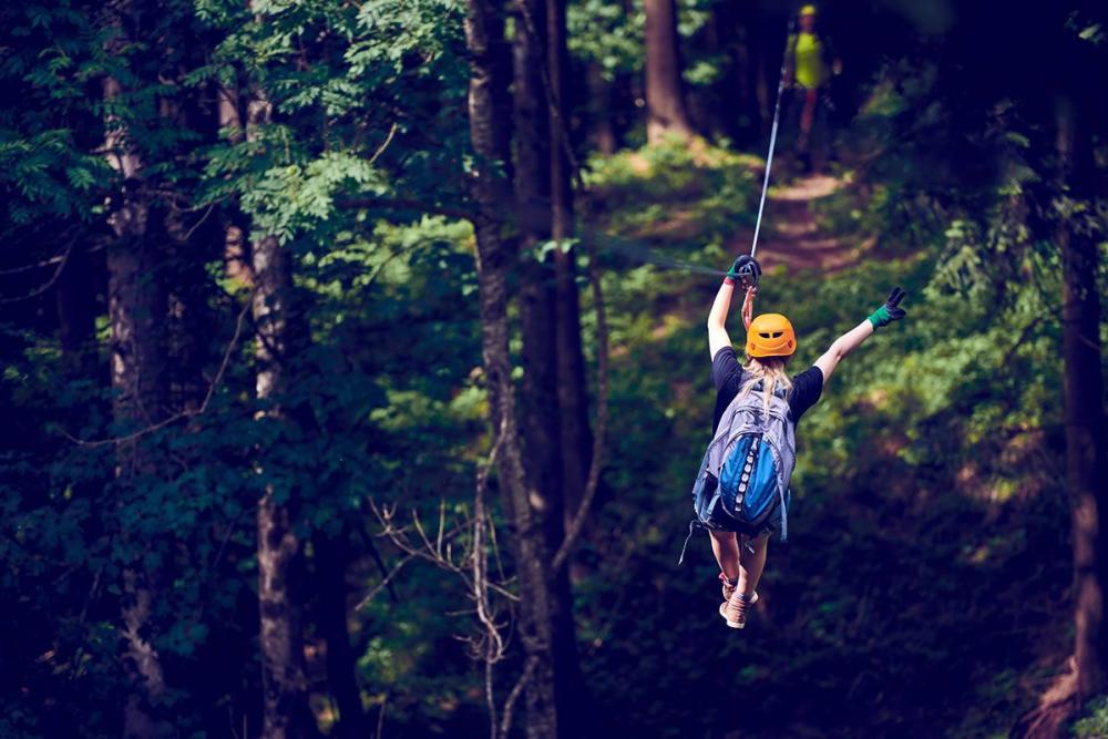 zip lining at The Preserve