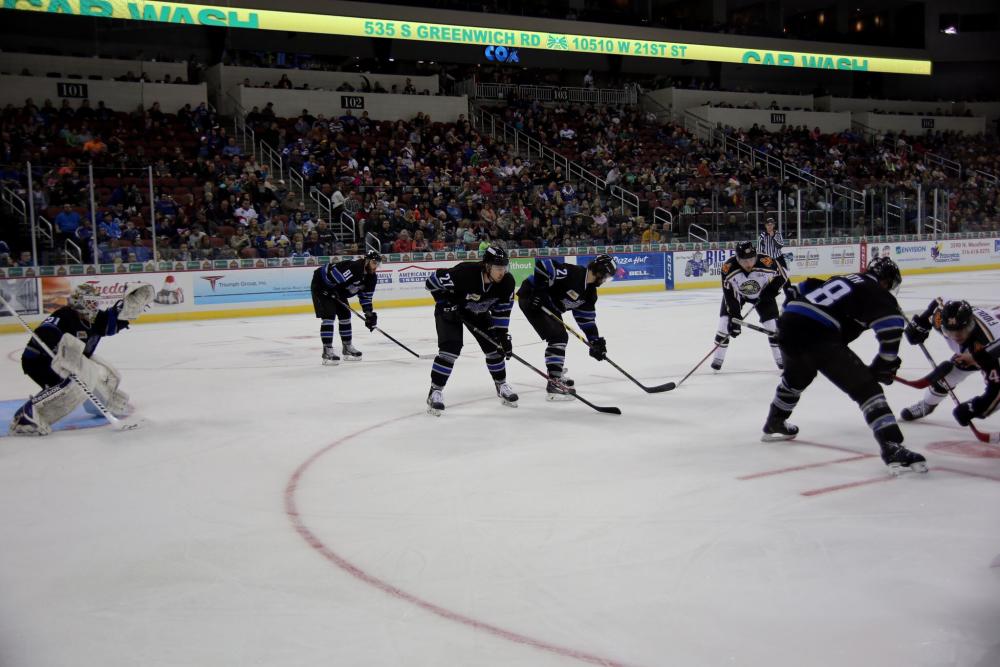 The Wichita Thunder hockey team are ready for the face-off at INTRUST Bank Arena in Wichita