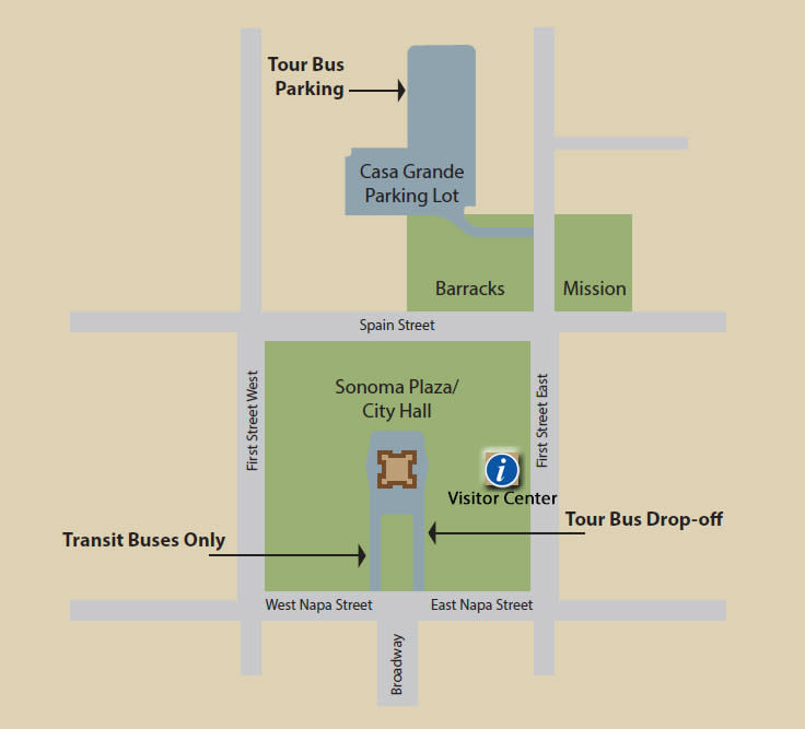 Bus drop-off Sonoma Plaza