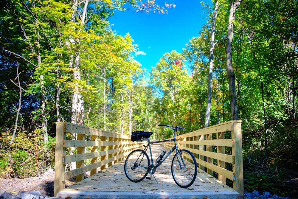 Bike on the Pufferbelly Trail along the Rivergreenway in Fort Wayne