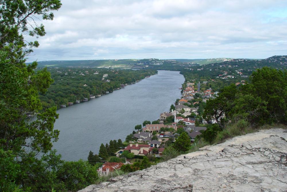 View from top of Covert Park at Mount Bonnell in Austin Texas