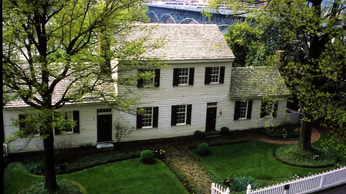 Exterior of Blount Mansion with Gay Street Bridge in the Background