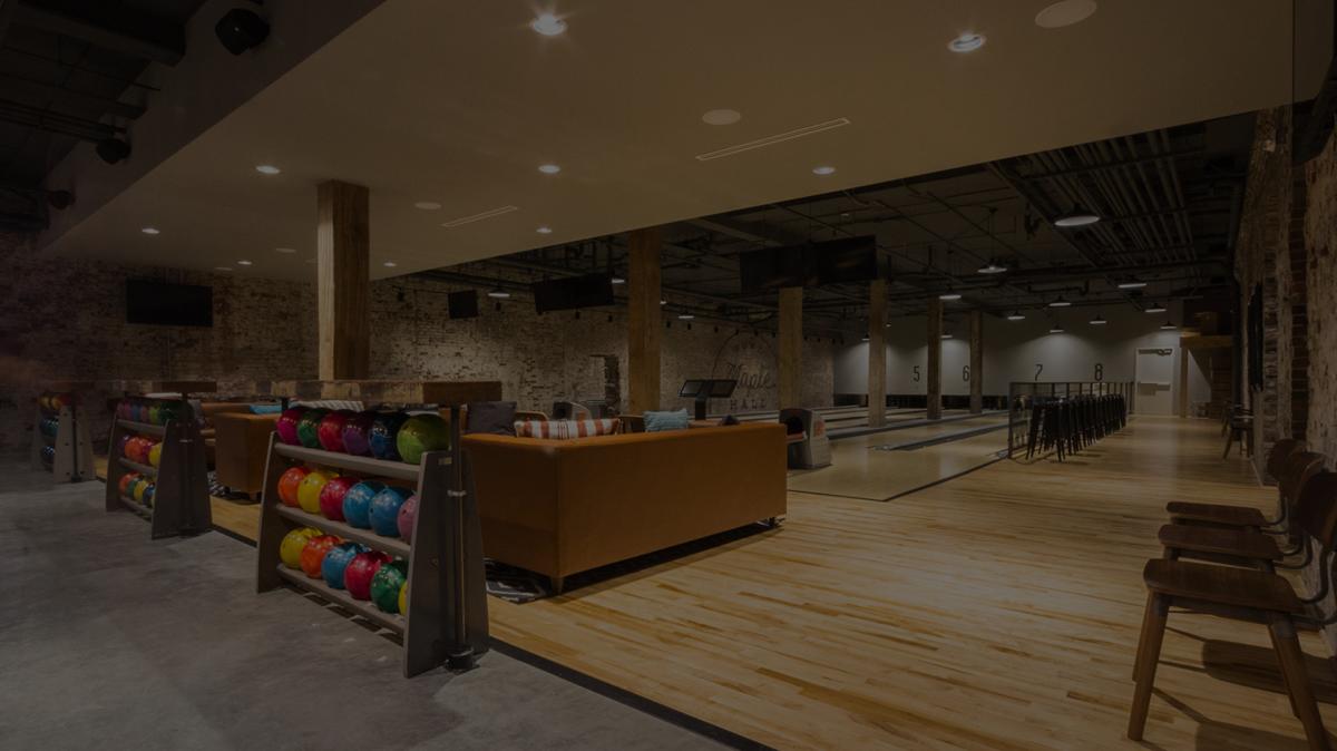 Maple Hall bowling alley after business hours