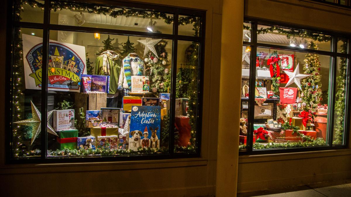 Store front window at Mast General Store