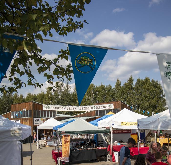 booths and tents at Farmers Market