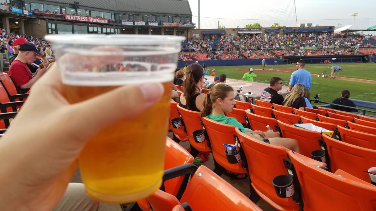 Beer in a plastic cub at a Keys Game