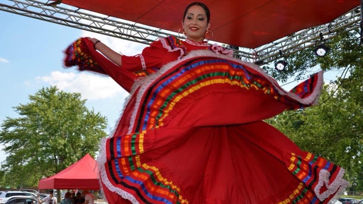 Woman In Colorful Dress At The Hola Festival In Market Square In Knoxville, TN
