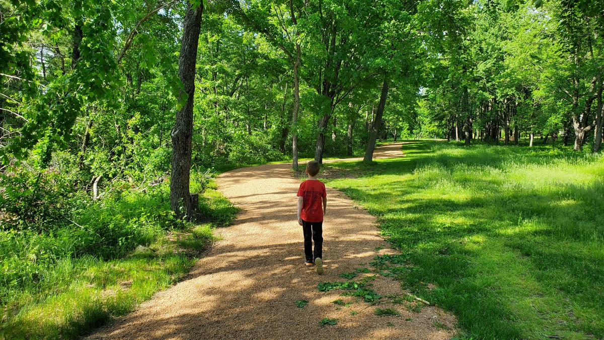 Walking the Whiting Crossing segment on the Green Circle Trail.