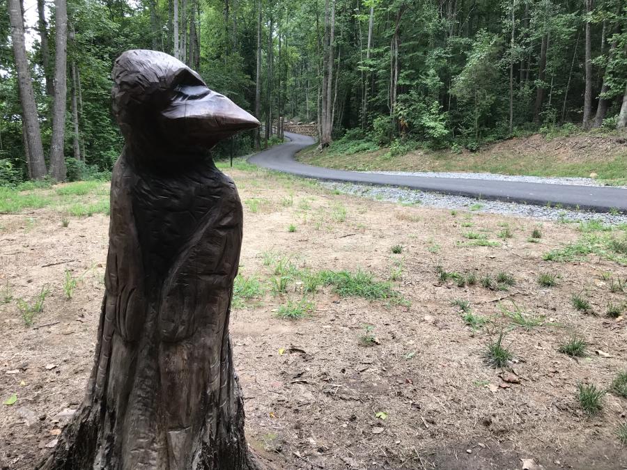 Purple Martin Wood Carving on the Greenway