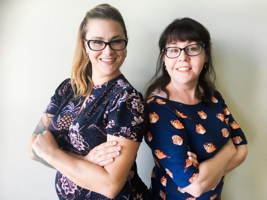 Owners of Pizzelle's Confections, sisters Michelle and Caitlin pose for a picture.