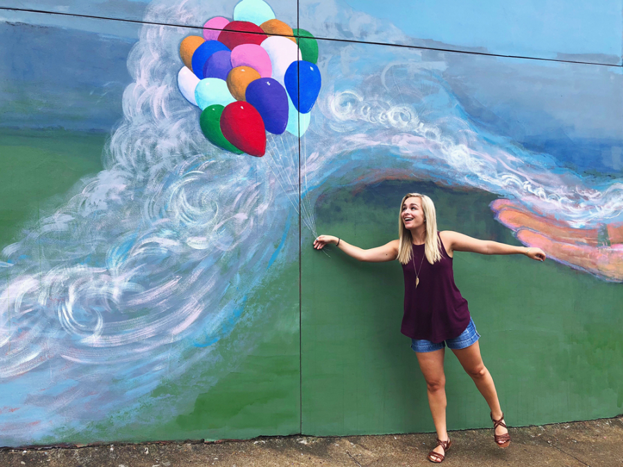 Mural With Balloons And Woman