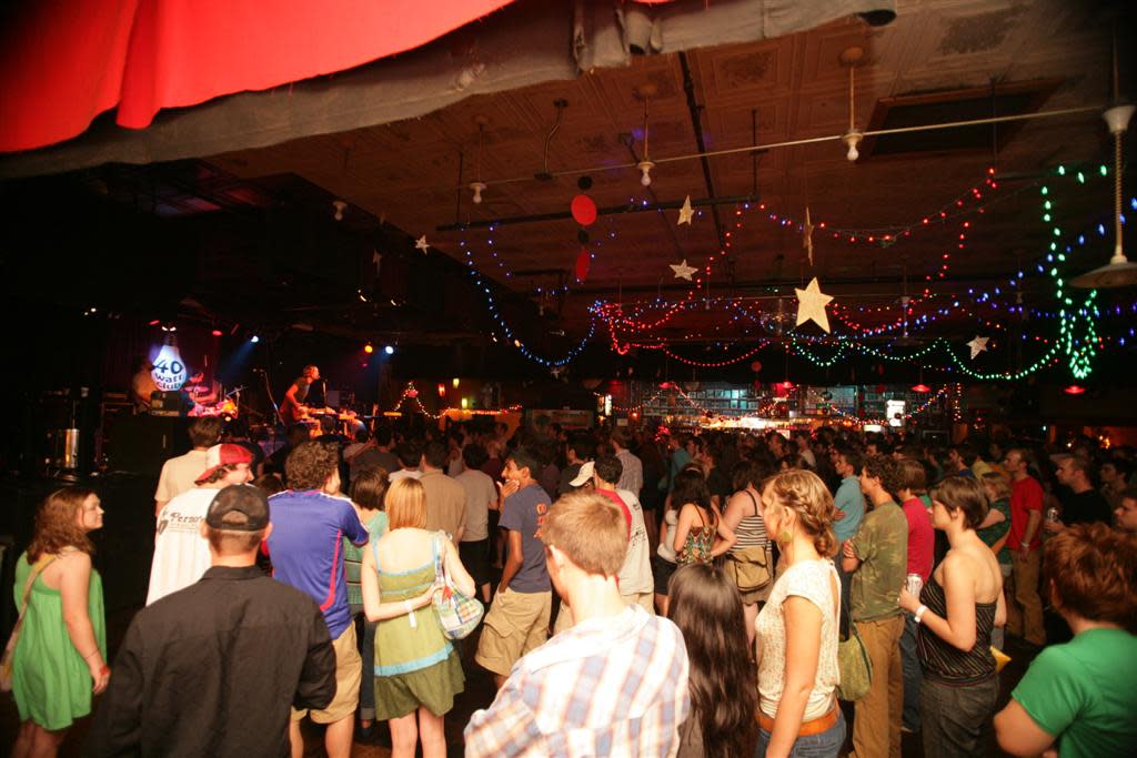 A crowd watching a band perform at 40 Watt Club
