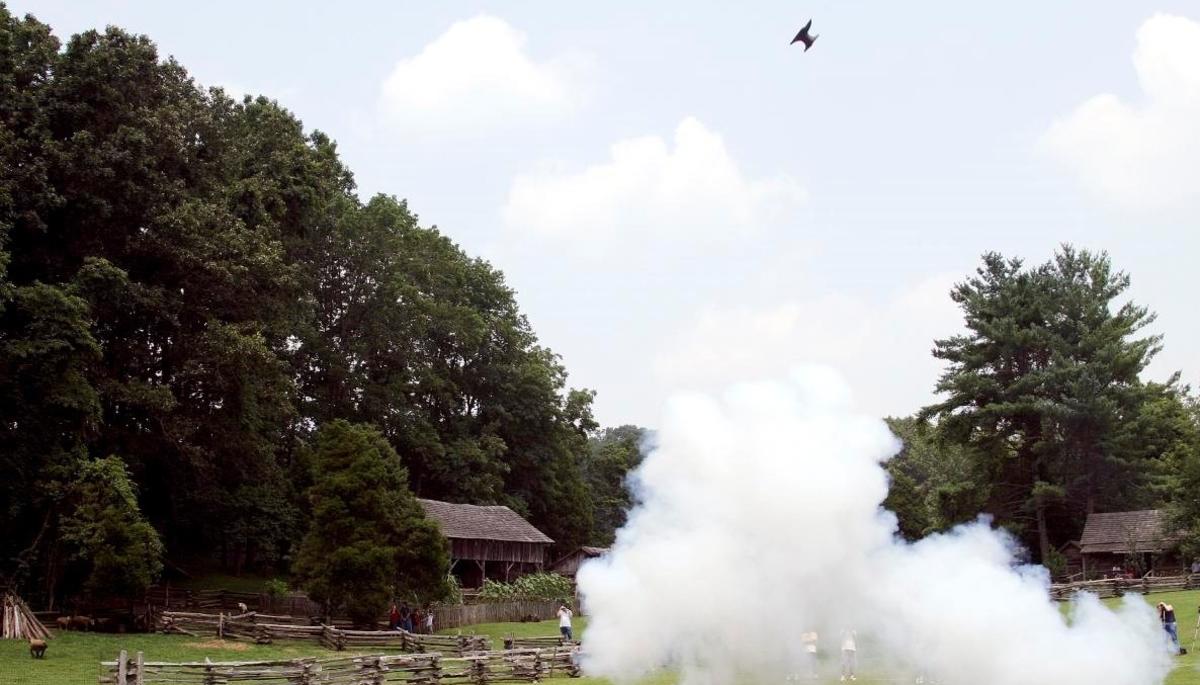 Anvil in the Air with People Amongst Smoke Watching It