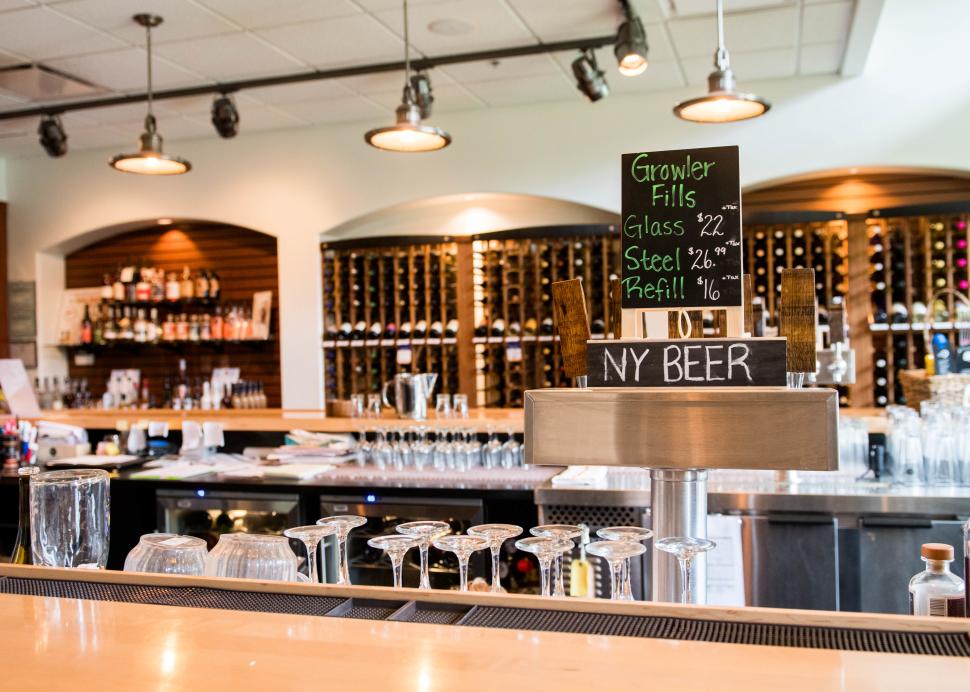 Inside of the New York Kitchen's bar area