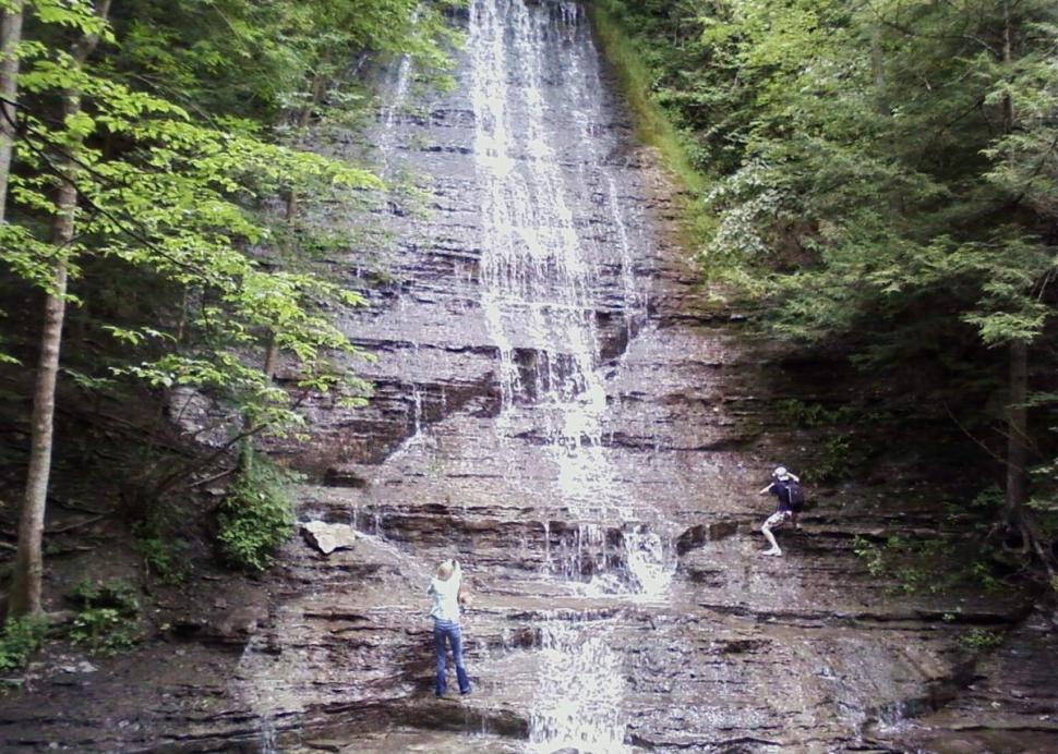 The 62 foot tall waterfall at Grimes Glen County Park
