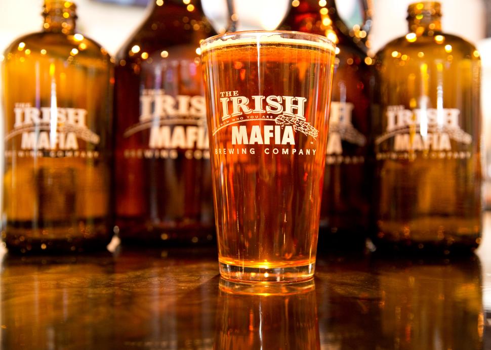 Photo of a cold class of beer from Irish Mafia Brewing Company